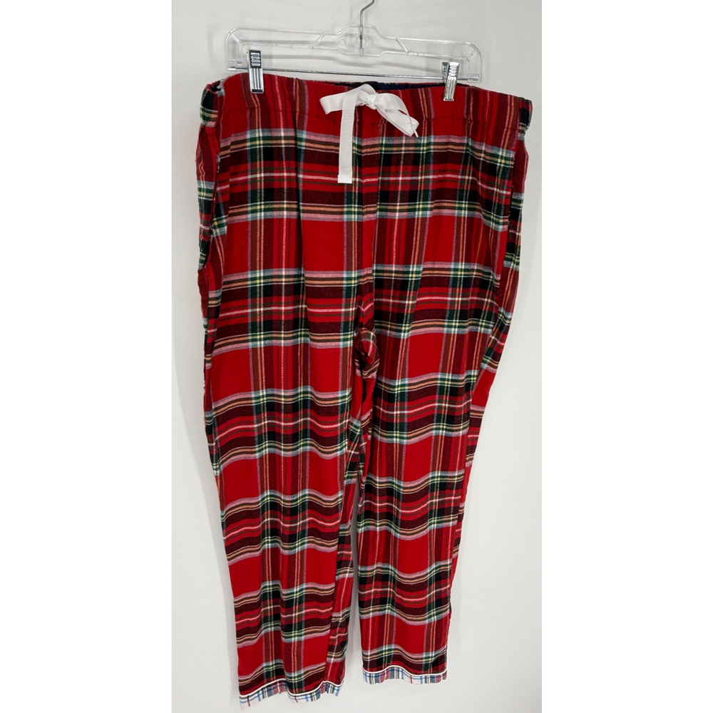 Lands' End Women’s Sz 2XL Plaid Tartan Flannel Pajamas Pants Lounge Comfort 2929